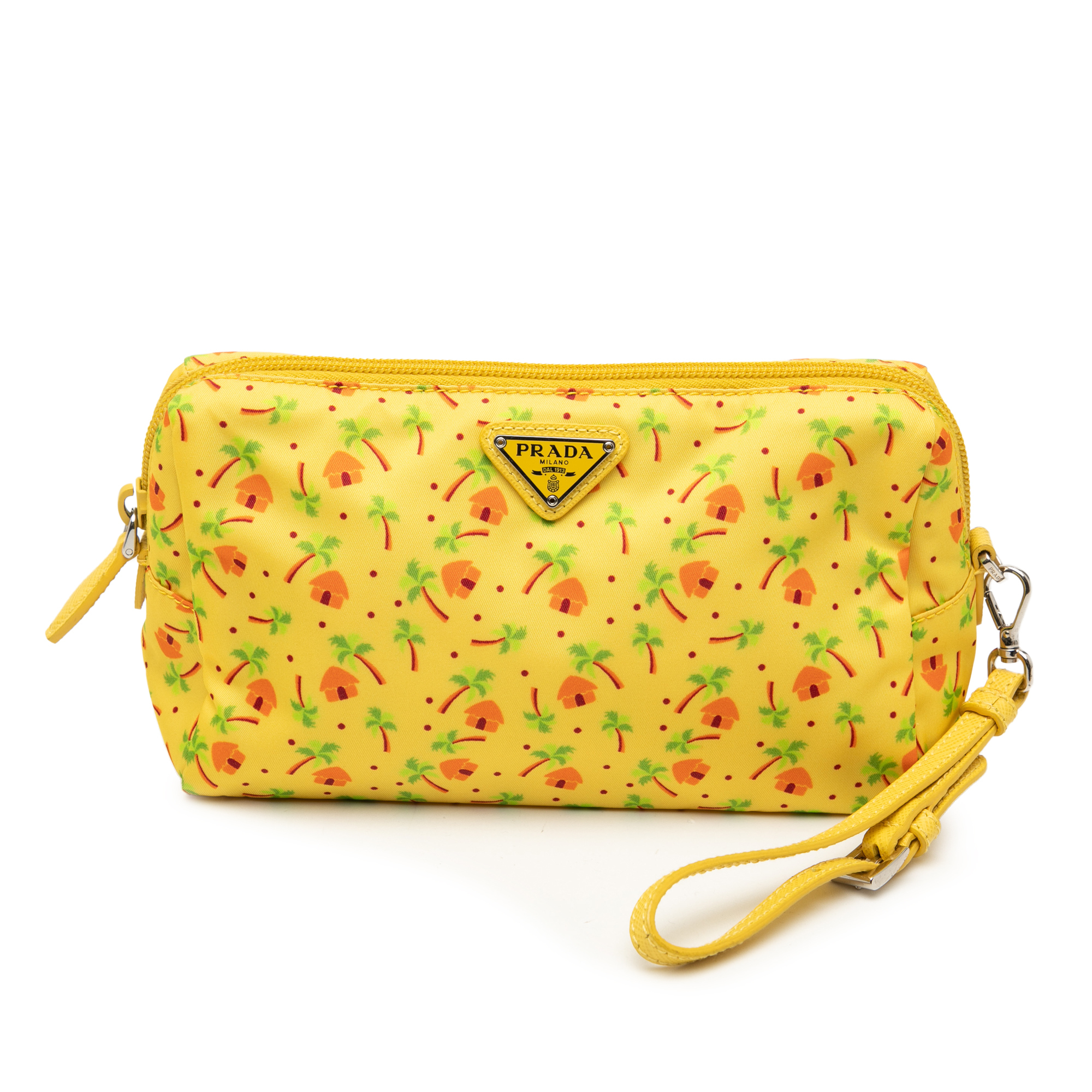 PreLoved Prada Tessuto Stampato Palm Cosmetic Pouch